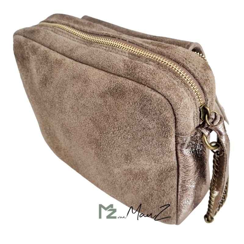 Leather shoulder bag | Panther | Taupe-Bronze