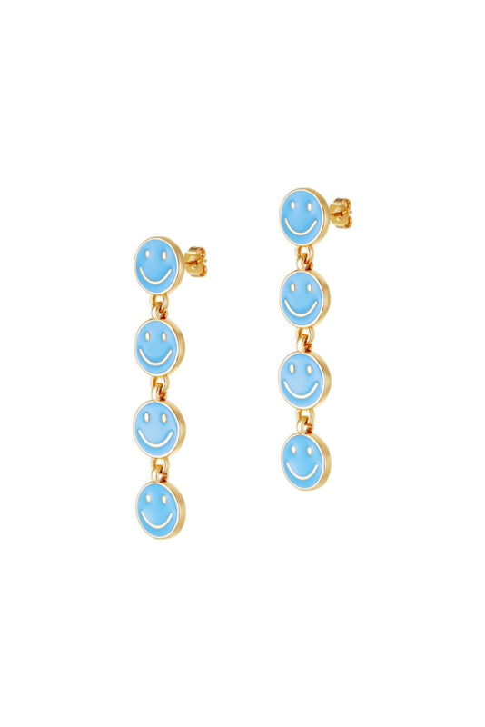Statement Earrings Smileys | Blue - Gold