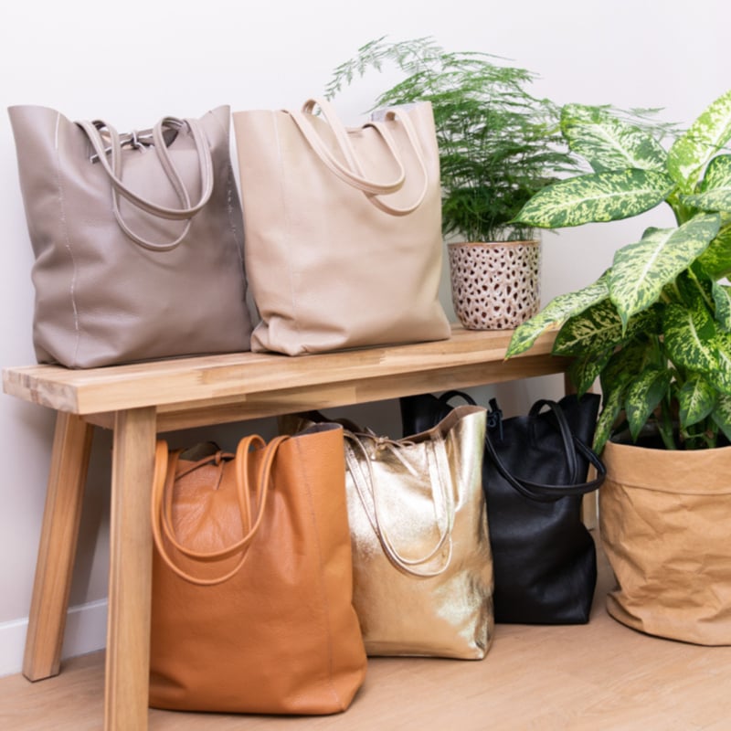 Shopper (leer) Liene | Taupe