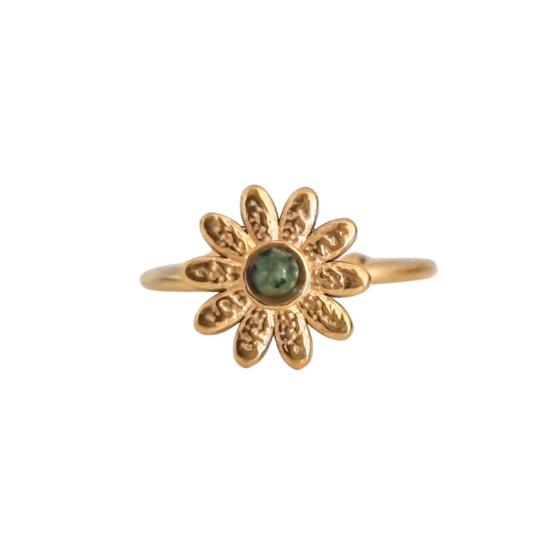 Ring Flower 02 | Natural stone | Gold