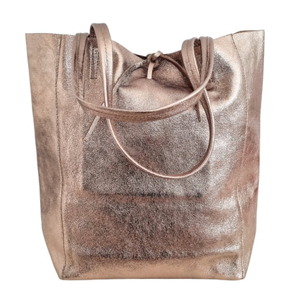 Shopper (leather) Liene | Taupe Metallic