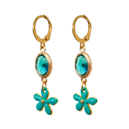 Earrings Facet Flowers Turqoise | Gold