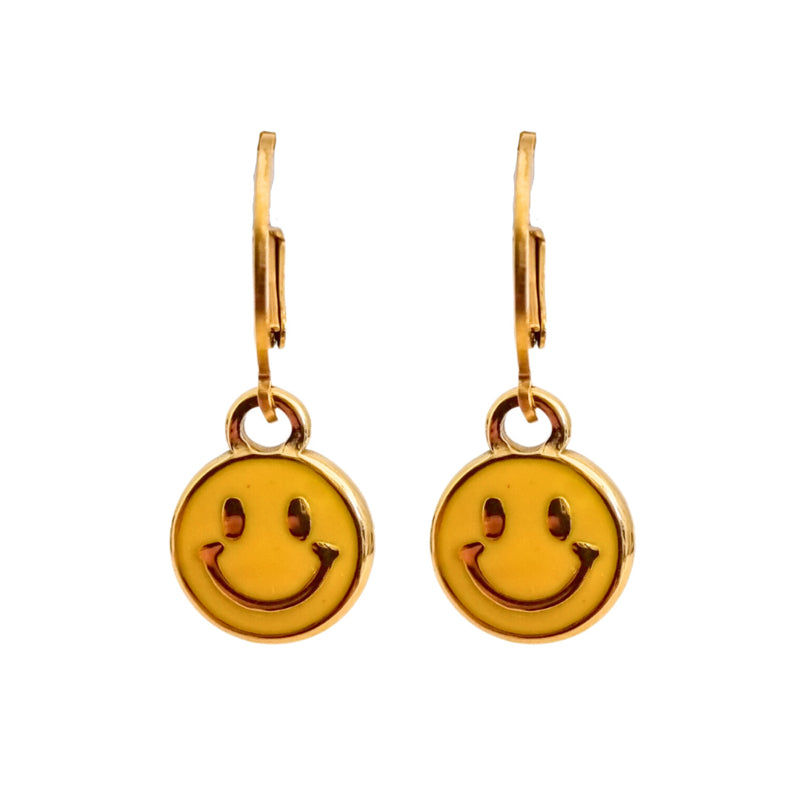 Oorbellen Smiley Geel | Goud