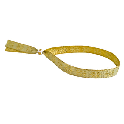 Ribbon Bracelet Gold Flowers