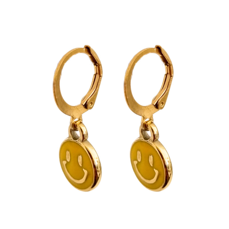 Earrings Smiley Yellow | Gold