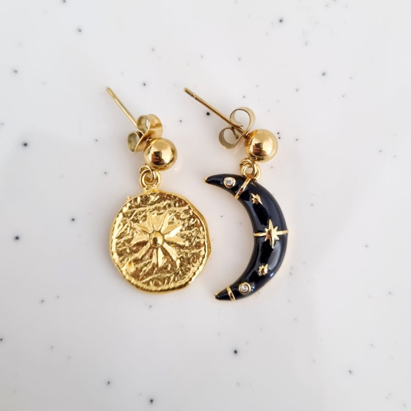 Earrings Sun &amp;amp; Moon | Gold