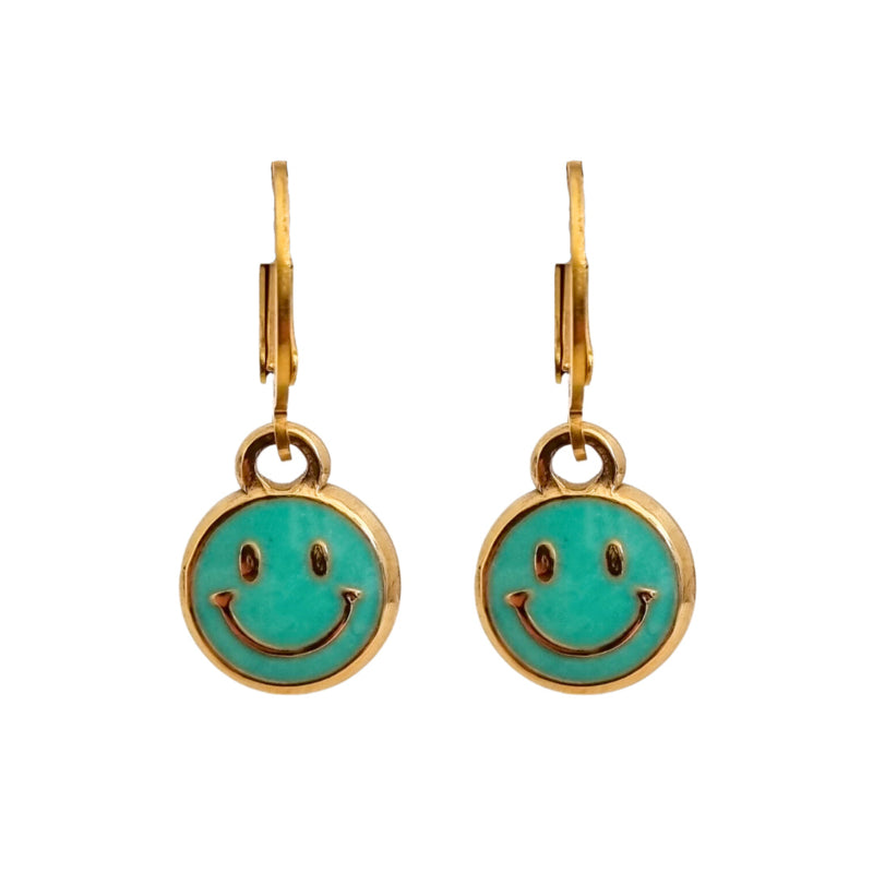 Earrings Smiley Turqoise | Gold