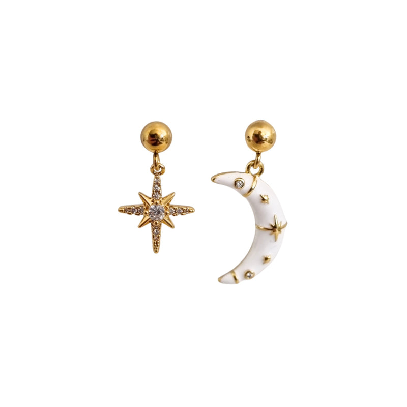 Oorbellen Star & Moon | Goud