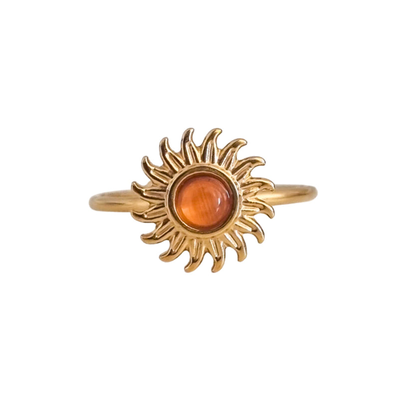 Ring Sun 01 | Natural stone | Gold