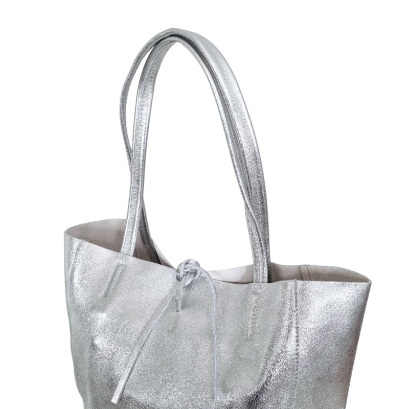 Shopper (leather) Liene | Silver Metallic