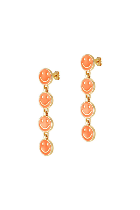Statement Earrings Smileys | Orange - Gold