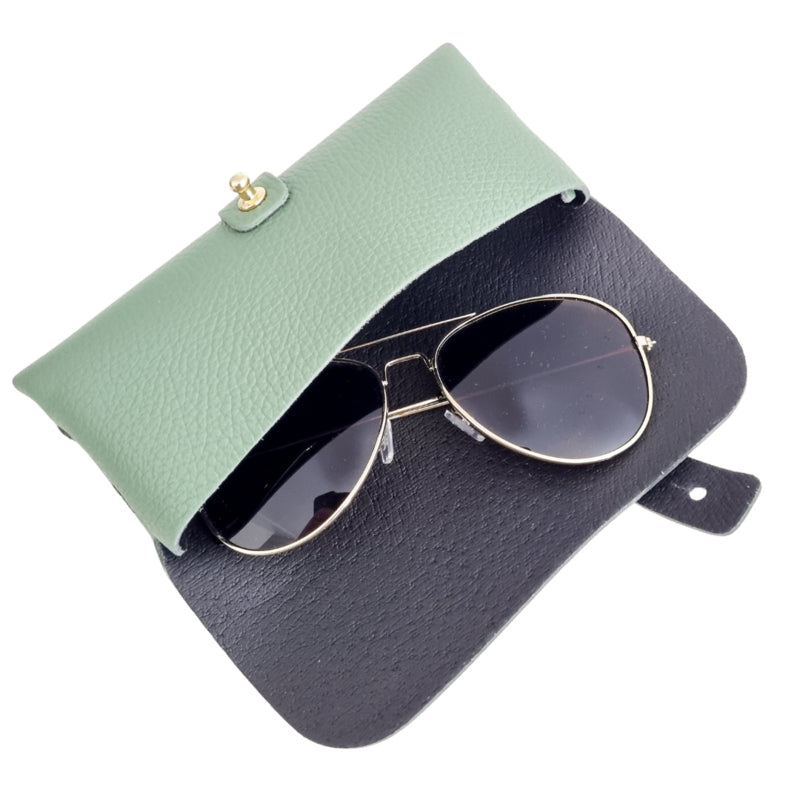 Glasses case leather sea green