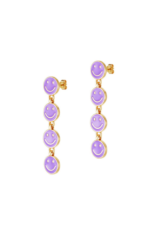 Statement Earrings Smileys | Purple - Gold