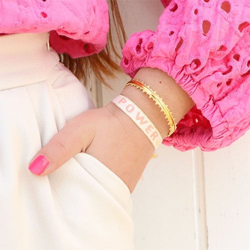 Lint Armbandje Gold Flowers